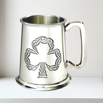 shamrock embossed pewter tankard