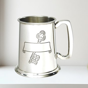 18 Key Stamp One Pint Pewter Tankard 18 key and scroll stamped pewter tankard
