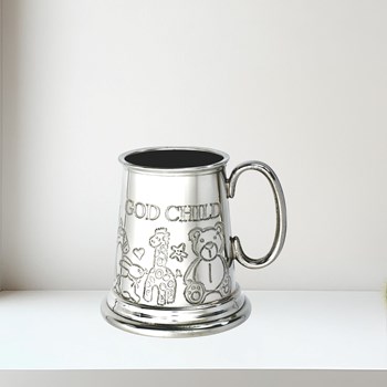 God Child quarter pint pewter baby Mug