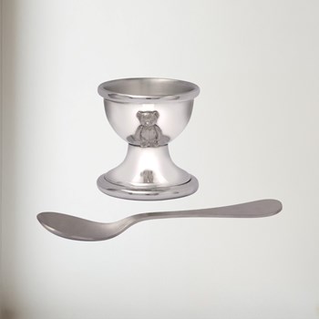 Teddy Pewter Egg Cup And Spoon Teddy Pewter Egg Cup And Spoon