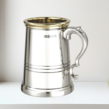 419X Brass Worcester X Range Extra Heavy Pewter Tankard