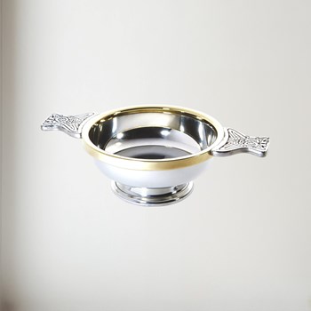 Large Brass Rim Pewter Quaich Large Brass Rim Pewter Quaich