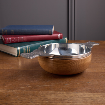 Wood And Pewter Large Quaich