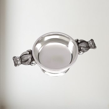 Teddy Handle Pewter Quaich 43S-TED Teddy handle Pewter Quaich