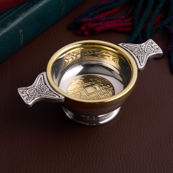 Celtic Gold Small Pewter And Brass Quaich