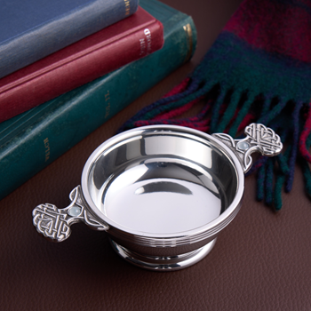 March Birthstone Pewter Quaich With Aquamarine Stones March Birthstone Pewter Quaich With Aquamarine Stones