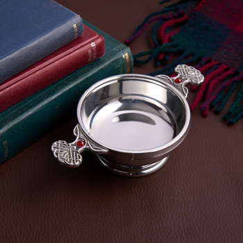 January  Birthstone Pewter Quaich With Garnet Stones