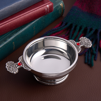 July Birthstone Pewter Quaich With Ruby Stones