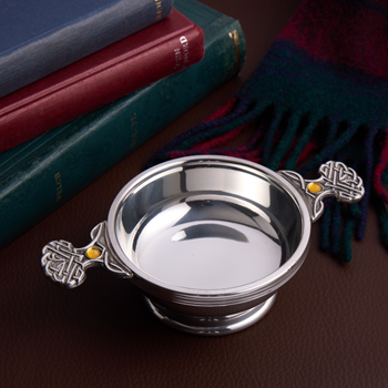 November Birthstone Pewter Quaich With Topaz Stones November Birthstone Pewter Quaich With Topaz Stones
