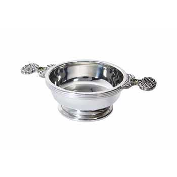 Birthstone Pewter Quaich August With Peridot Stones Birthstone Pewter Quaich August With Peridot Stones