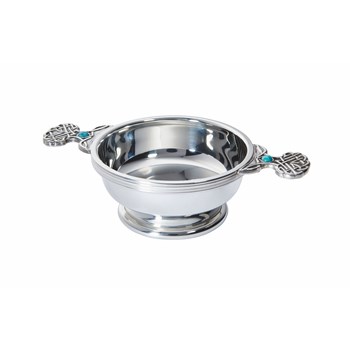 Birthstone Pewter Quaich December With Turquoise Stones Birthstone Pewter Quaich December With Turquoise Stones