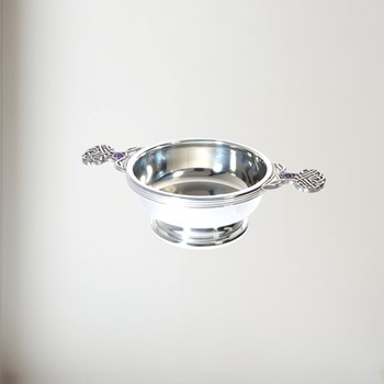Birthstone pewter quaich February with Amethyst Stones