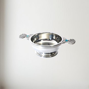 Birthstone Pewter Quaich March With Aquamarine Stones Birthstone pewter quaich March with Aquamarine Stones