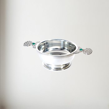 Birthstone pewter quaich May with Emerald Stones