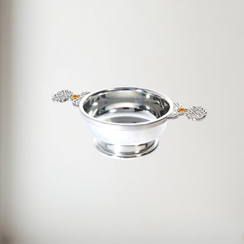 Birthstone pewter quaich November with Topaz Stones