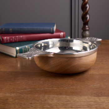 Wood And Pewter Large Plus "X" Quaich Wood And Pewter Large Plus "X" Quaich