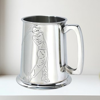 Embossed Golfer One Pint Pewter Tankard Embossed Golfer 1 pint pewter Tankard
