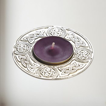 Round Celtic Cast Pewter T-Lite Candle Holder