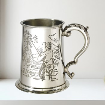 Fishing Scene 1 pint pewter Tankard