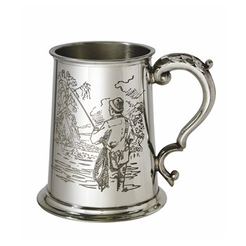 Fishing Scene One Pint Pewter Tankard Fishing Scene One Pint Pewter Tankard