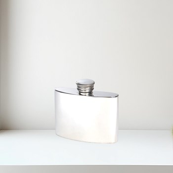 2oz plain pewter kidney flask