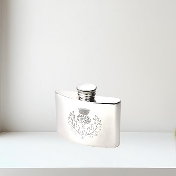 2oz Thistle Pewter Kidney Flask 2oz thistle stamp kidney flask