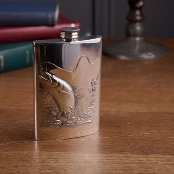 Embossed Fishing 3oz Top Pocket Flask