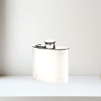 4oz Plain Pewter Kidney Hip Flask with Captive Top
