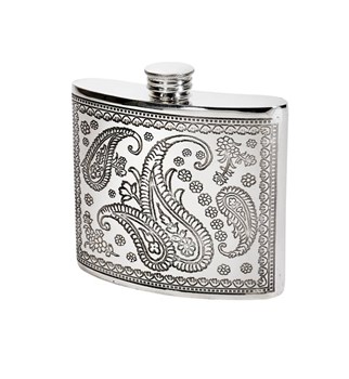 6oz Paisley Pewter Kidney Pewter Hip flask 6oz Paisley Pewter Kidney Pewter Hip flask