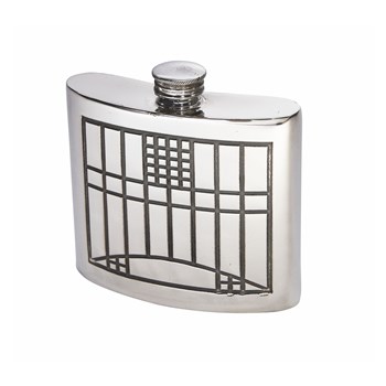Charles Rennie Mackintosh 6oz Pewter Kidney Hip Flask 6oz Charles Rennie Mackintosh Pewter Kidney Hip Flask
