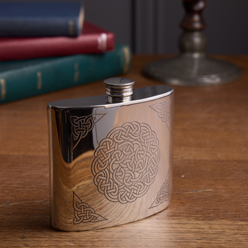 6oz celtic Knot pewter kidney hip flask