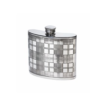 6oz tartan pewter kidney hip flask