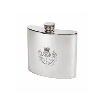 Thistle 6oz Pewter Kidney Hip Flask 6oz Thistle pewter kidney hip flask