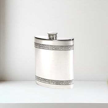 6oz Horizontal Celtic Bands pewter kidney hip flask