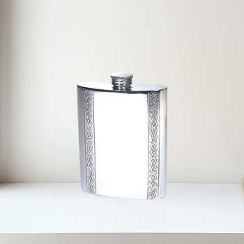 6oz Vertical Celtic Bands Pewter Kidney Hip Flask