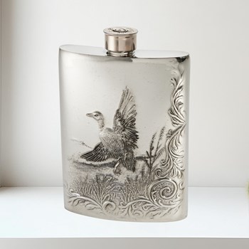 6oz Mallard Pewter Kidney Hip Flask