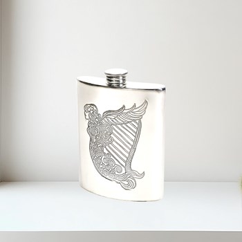 6oz Irish Harp Pewter Kidney Hip Flask 6oz Irish Harp pewter kidney hip flask
