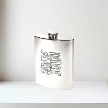 Three Lions 6oz Pewter Kidney Hip Flask Three Lions 6oz Pewter Kidney Hip Flask