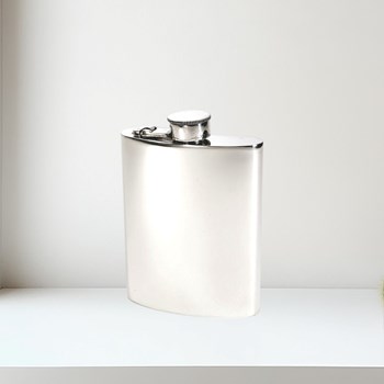 6oz Plain Pewter Kidney Hip Flask With Captive Top 6oz plain pewter Kidney hipFlask with Captive Top