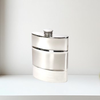 Part Satin 6oz Pewter Kidney Hip Flask Part Satin 6oz Pewter Kidney Hip Flask