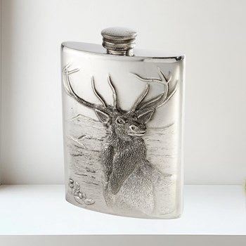 6oz Embossed Monarch of the Glen Flask 6oz Embossed Monarch of the Glen Flask