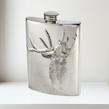 6oz Embossed Roaring Stag Flask 6oz Embossed Roaring Stag Flask
