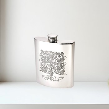 6oz Tree Of Life Tree Pewter Kidney Hip Flask 6oz Tree of Life Tree Pewter kidney Hip Flask