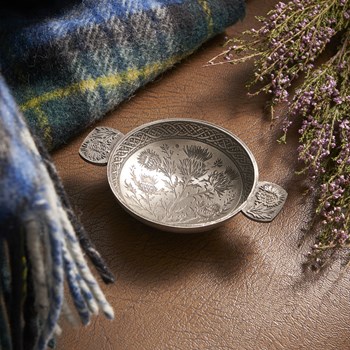 Thistles Cast Pewter 3" Quaich Auld Lang Syne Cast Quaich