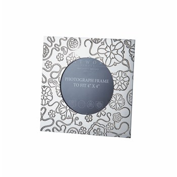 Square Yorkshire Rose 4"X4" Pewter Picture Frame