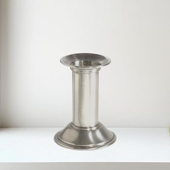 Small Antique Finish Pewter Pillar Candle Holder