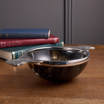 Horn And Pewter Large Quaich