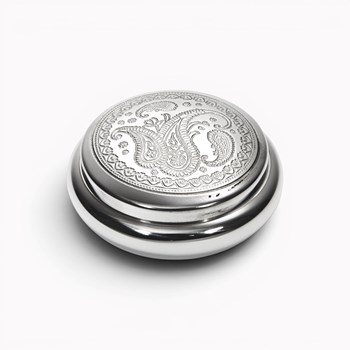 Paisley Round Pewter  Trinket Box