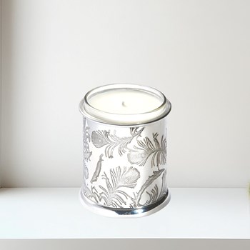 Peacock Patterned Pewter Candle Votive