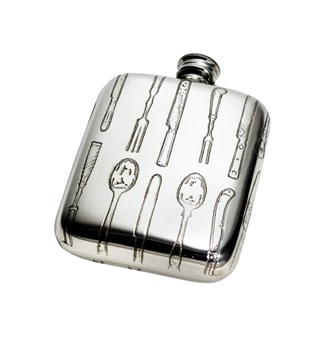 Knife Fork Spoon 4oz Pewter Pocket Flask